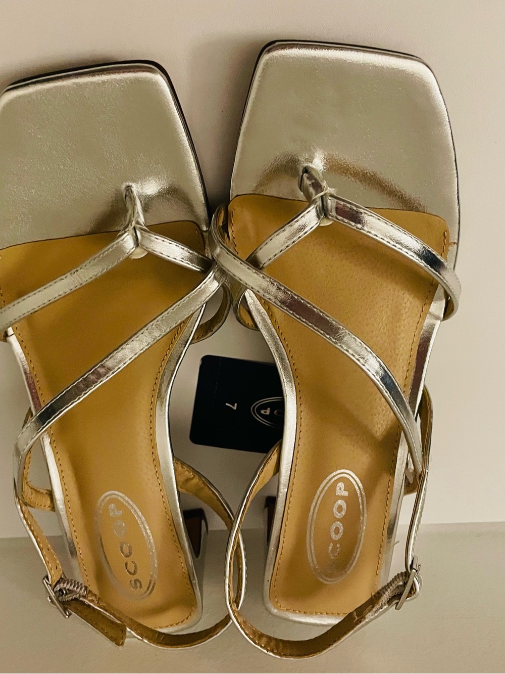 Scoop NYC Metallic Silver Strappy Square-Toe Sandals